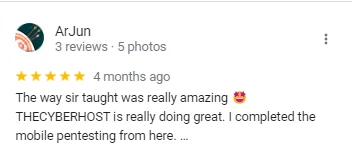 Student review screenshot