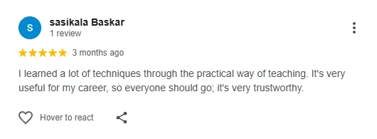 Student review screenshot